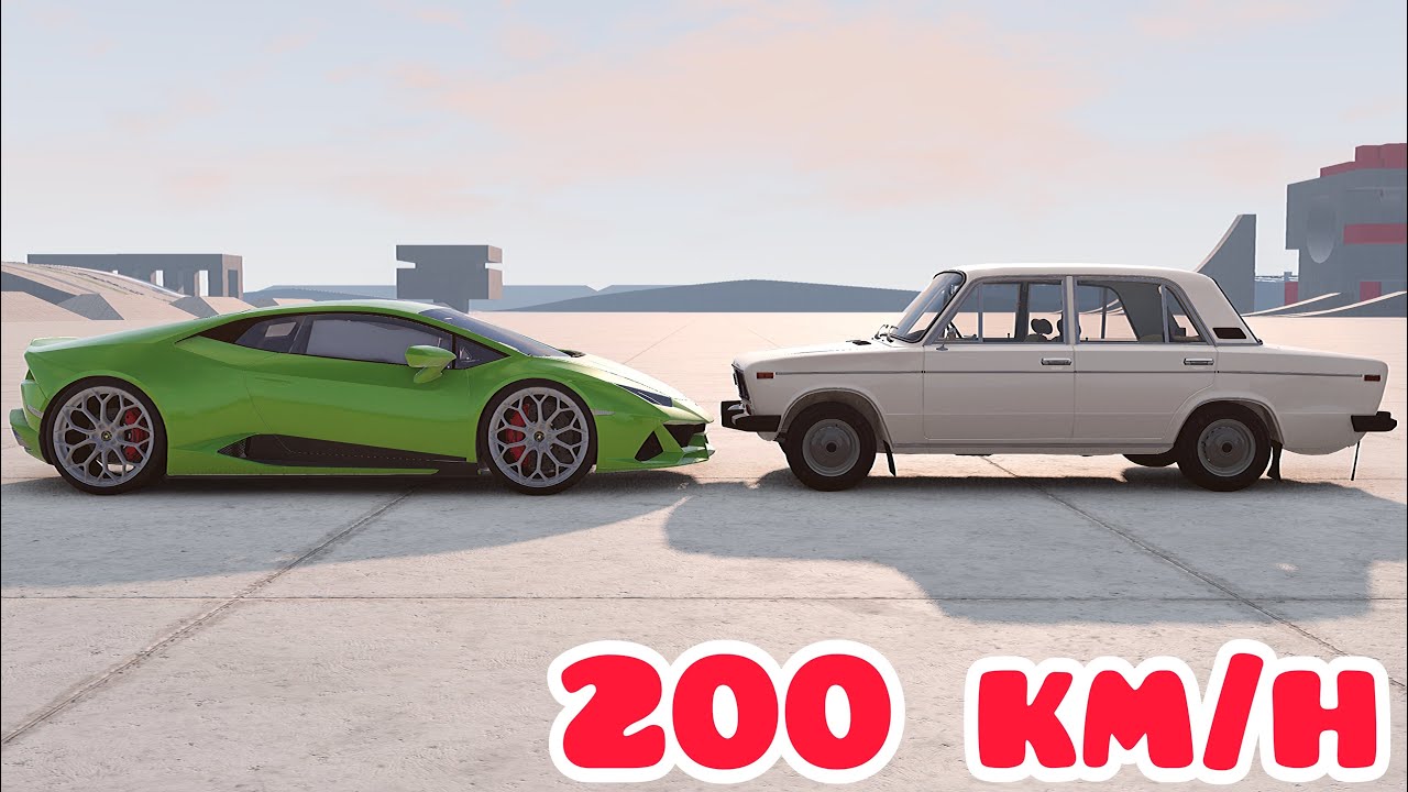 Lamborghini Huracan vs VAZ/LADA 2106 💥 200 km/h (each one) 💥 BeamNG.drive CRASH test