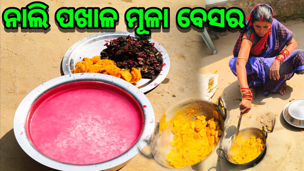RED PAKHALA REDDISH BESARA / NALI FERMENTED RICE MULA BESARA / #papulmvlogs 