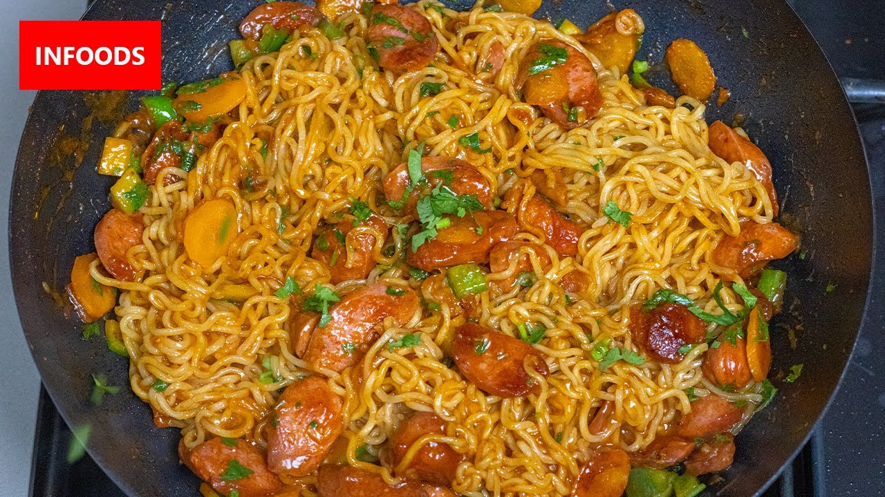 Noodles and Smokies Recipe | Noodles and Smokies Stir Fry Recipe | Noodles Recipes | Infoods