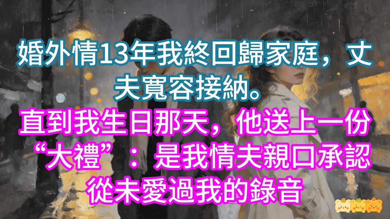 【完結】婚外情13年我終回歸家庭，丈夫寬容接納。直到我生日那天，他送上一份“大禮”：是我情夫親口承認從未愛過我的錄音#故事分享 #情感 #故事頻道