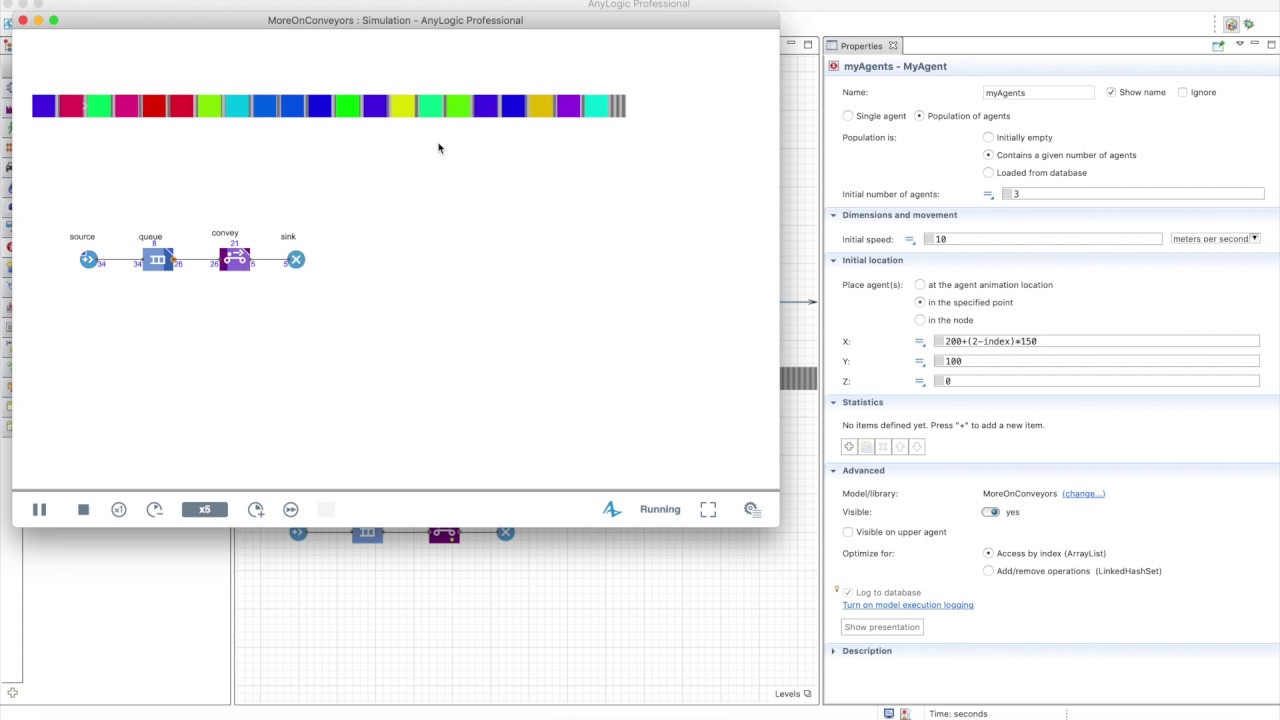 Connecting conveyors present in different agents - Material Handling Library - AnyLogic