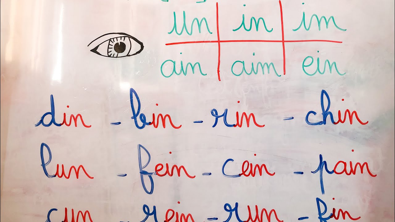 التدرب على قراءة اللغة الفرنسية 7  : in im ain aim ein un um