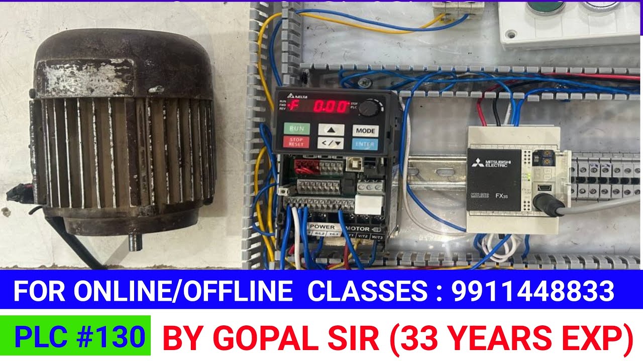 PLC TRAINING- DELTA VFD & MITSUBISHI PLC INPUT/OUTPUT WIRING & PROGRAMMING कैसे करें|p130 