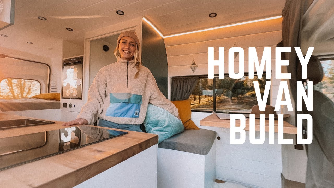 Genius shower / toilet and homey design in Promaster 3500 luxury van conversion
