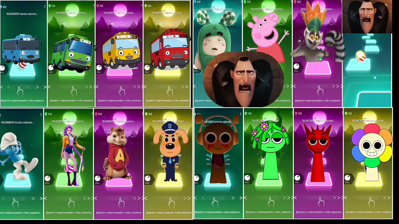 Tiles Hop ULTIMATE Battle! Sheriff Labrador vs Tayo vs Alvin vs Paw Patrol vs Smurfs vs King Julien