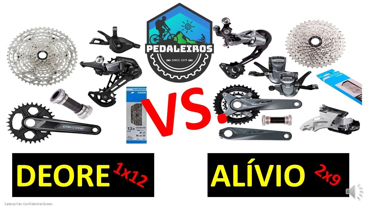 Transmissão Shimano Deore 1x12 VS Alívio 2x9