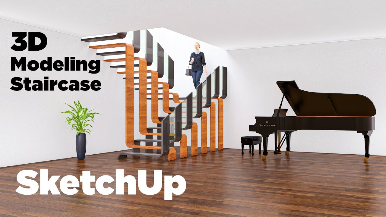 SketchUp tutorials | How to Design a Modern Staircase in SketchUp