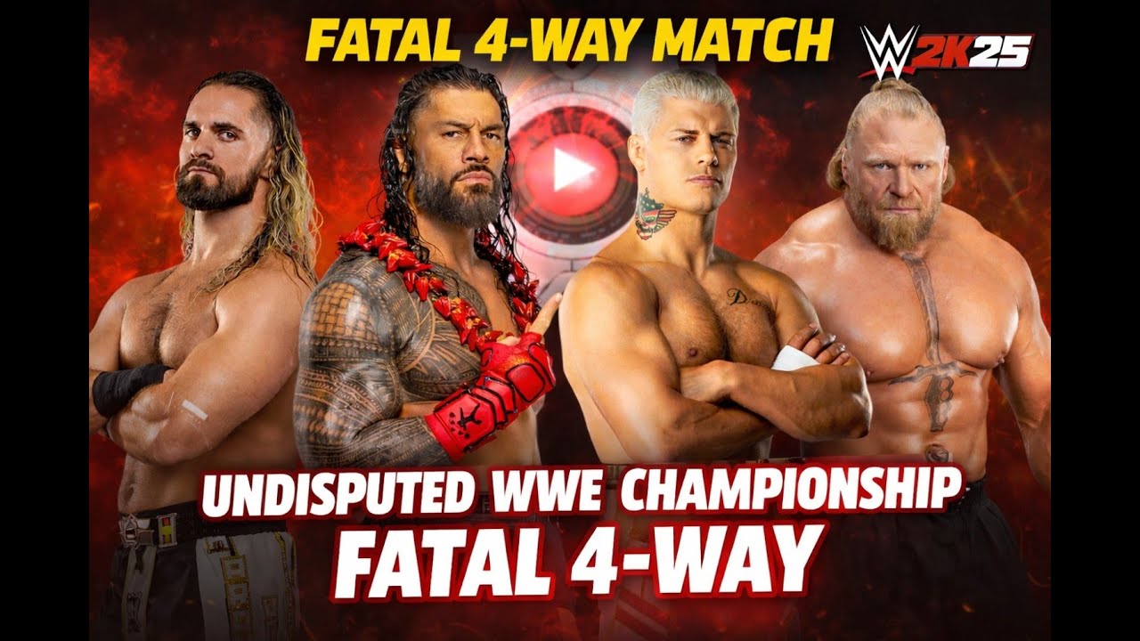Roman Reigns vs Seth Rollins vs Cody Rhodes vs Brock Lesnar | WWE 2K25  Undisputed WWE Championship.