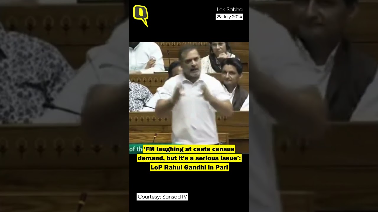 'FM Laughing at Caste Census Demand, But it's a Serious Issue': Rahul Gandhi in Parliament #shorts