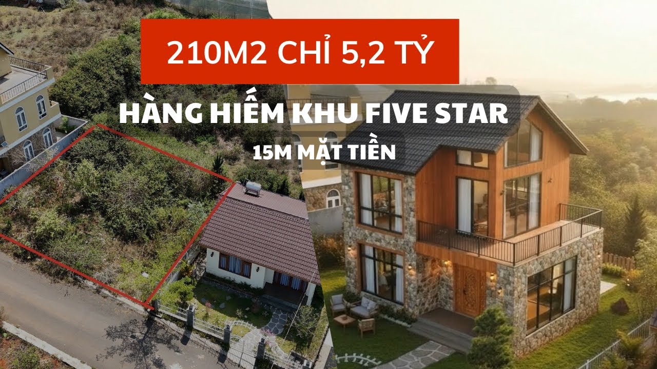 Đất Biệt Thự Five Star Măng Line Đà Lạt | 210m2 | Mặt Tiền 15m | Giá 5,2 Tỷ