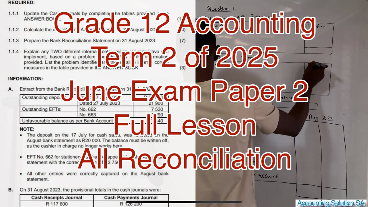 Grade 12 Accounting Term 2 | June Exam paper 2 Reconciliation 2025