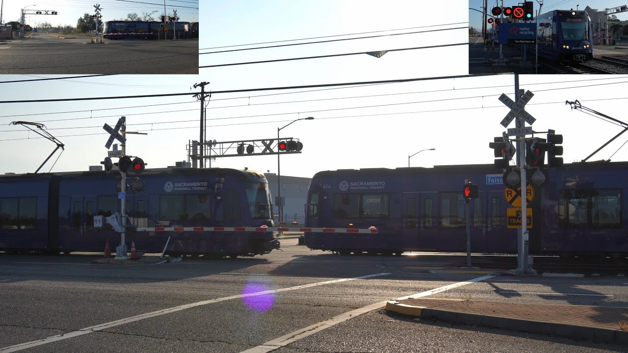 Marketplace Ln. Railroad Crossing - SacRT Light Rail Trains | Rancho Cordova, CA