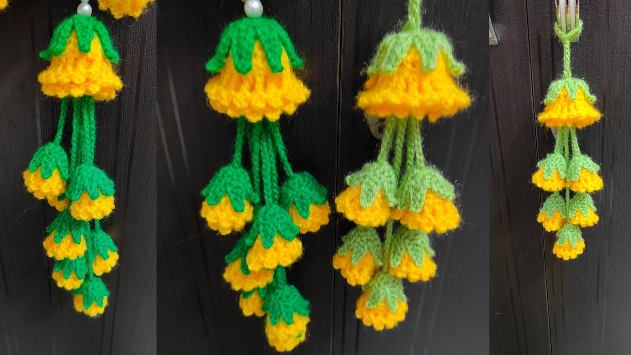 Crochet Bell Flowers Hanging 💫 purse Charm 🧿 Easy to Make for Beginners #crochet #handmade 
