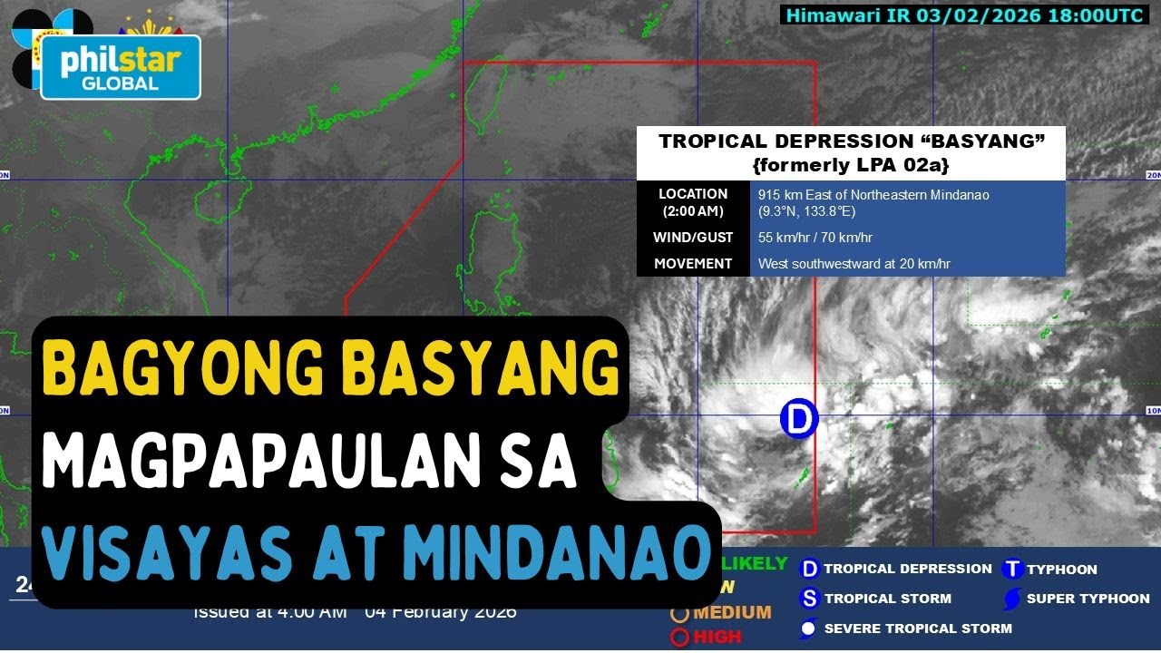 PAGASA Weather Update: Bagyong Basyang magpapaulan sa Mindanao at Visayas