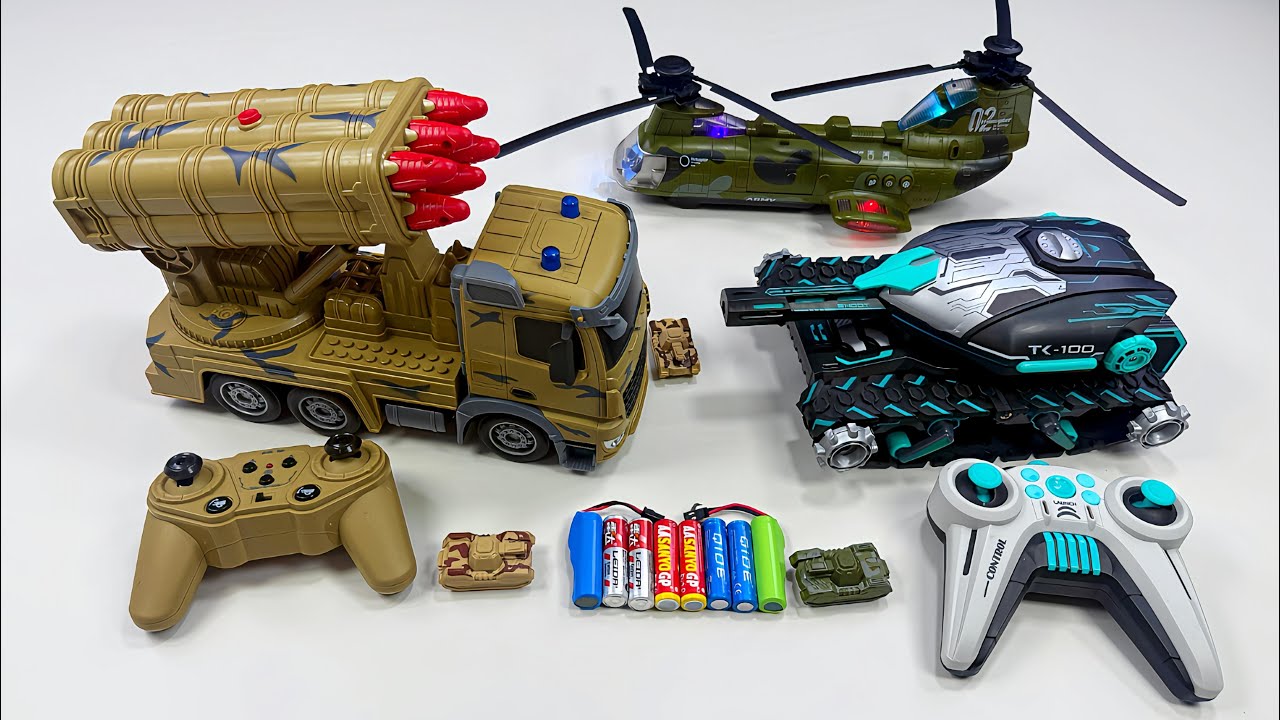 Unboxing RC Military Missile Vehicle, RC Water bullet tank,Ev Military helicopter,RC Cool police car