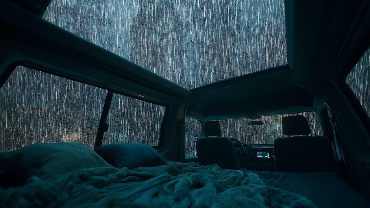 Tormenta Fuerte Afuera, Paz Aquí Adentro 🌧️ Lluvia en el Auto para Dormir Profundamente