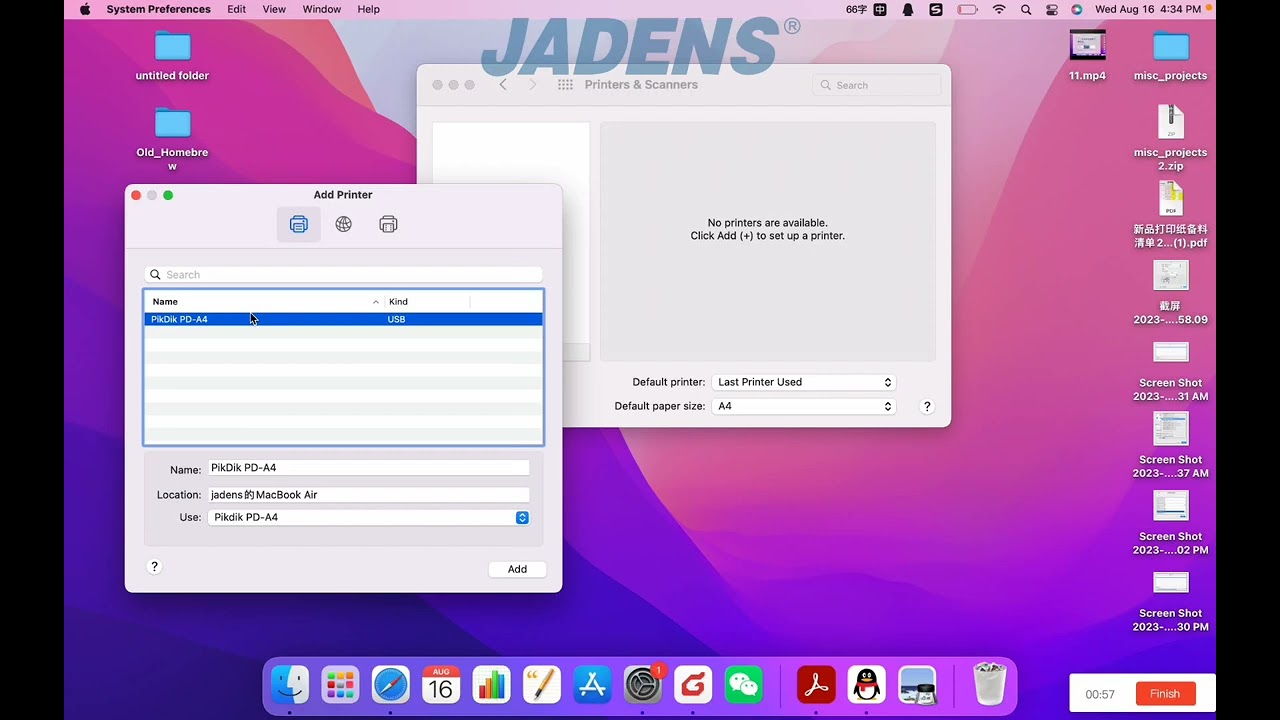 PD-A4 Printer | How to Download Driver and Print on macOS Operating System | JADENS