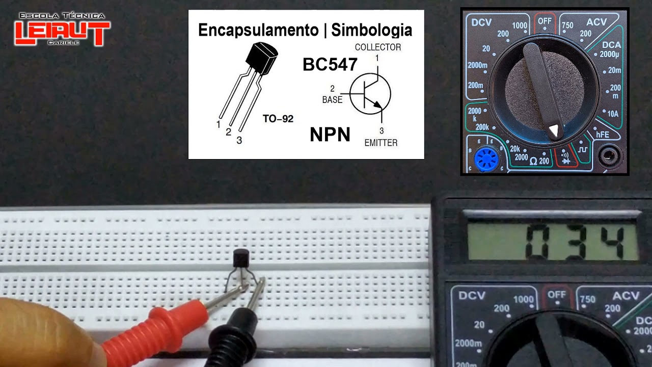 Analisando o TRANSISTOR BC547 NPN com o Multímetro Digital.