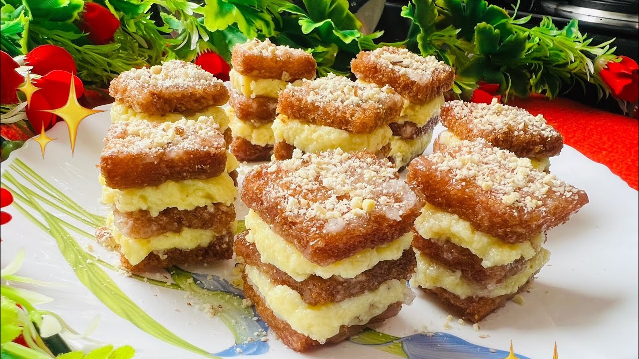 BREAD SANDWICHES DESSERT!! Super and simple recipe! Extremely delicious 🤤!