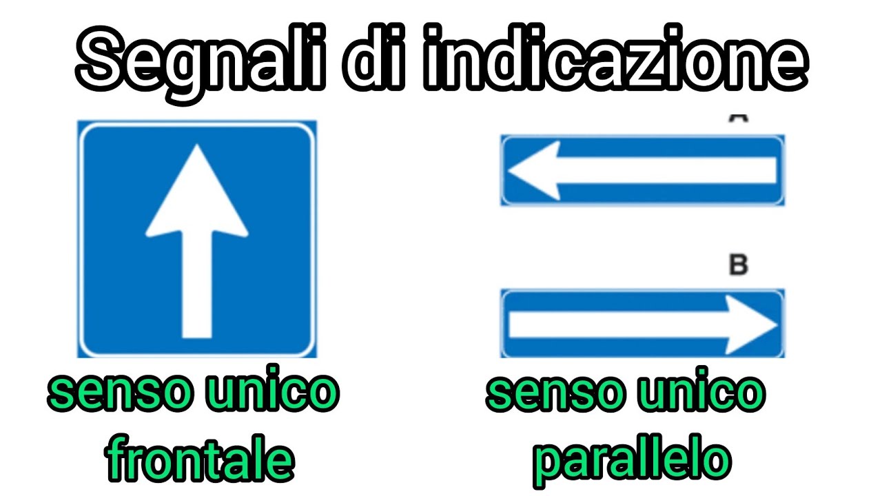 Segnali di indicazione.senso unico frontale e parallelo.patente b in arabo.