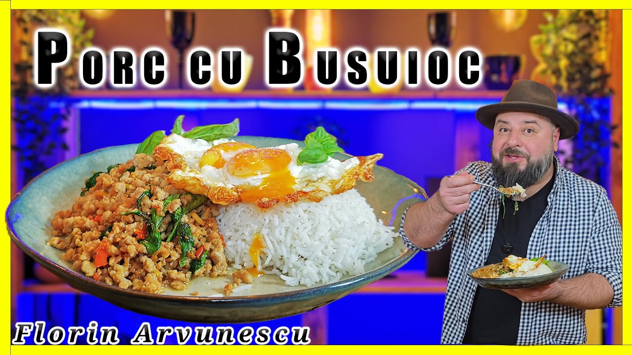 Porc in Stil Thailandez cu Busuioc, Ou Prajit si Orez - Pad Kra Pao