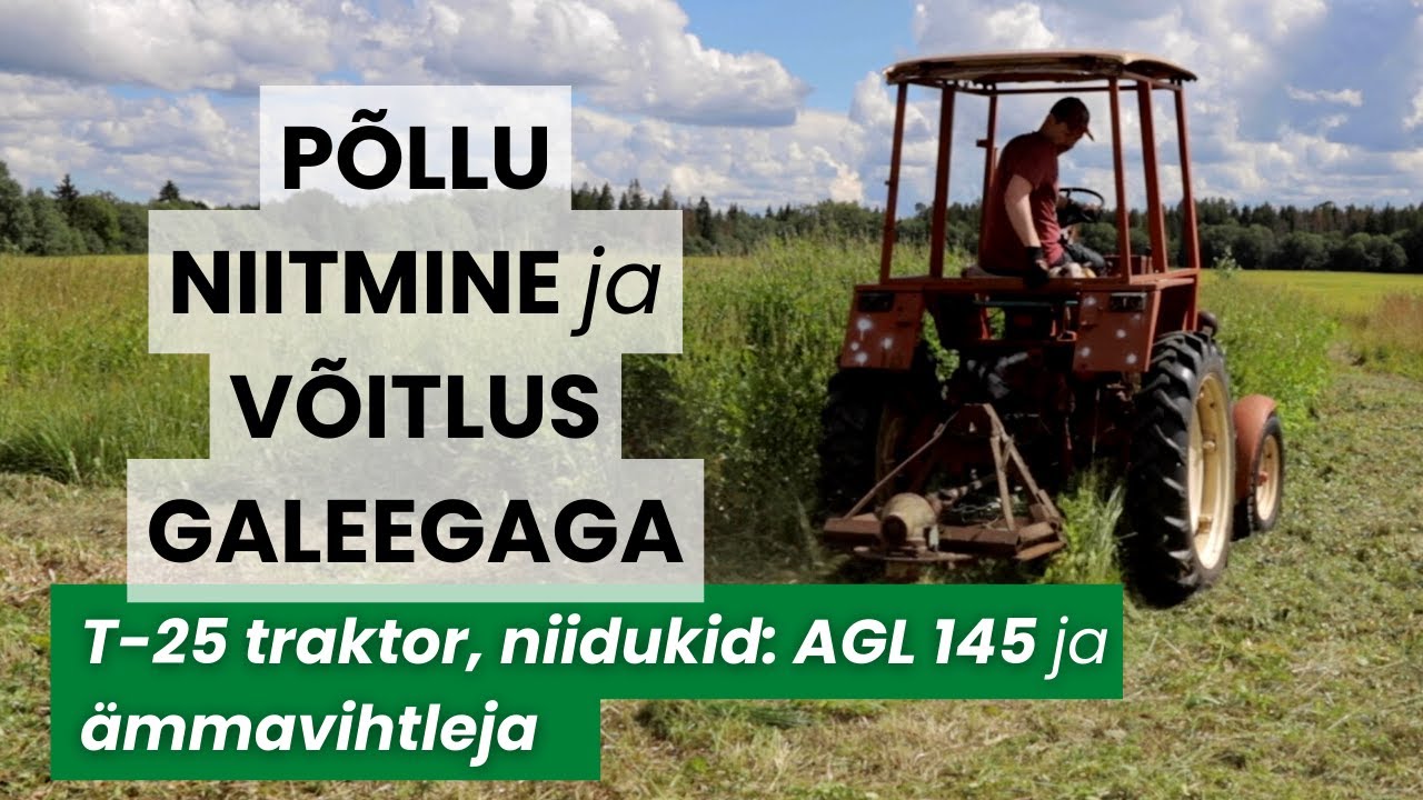 Põllu niitmine T-25 traktoriga