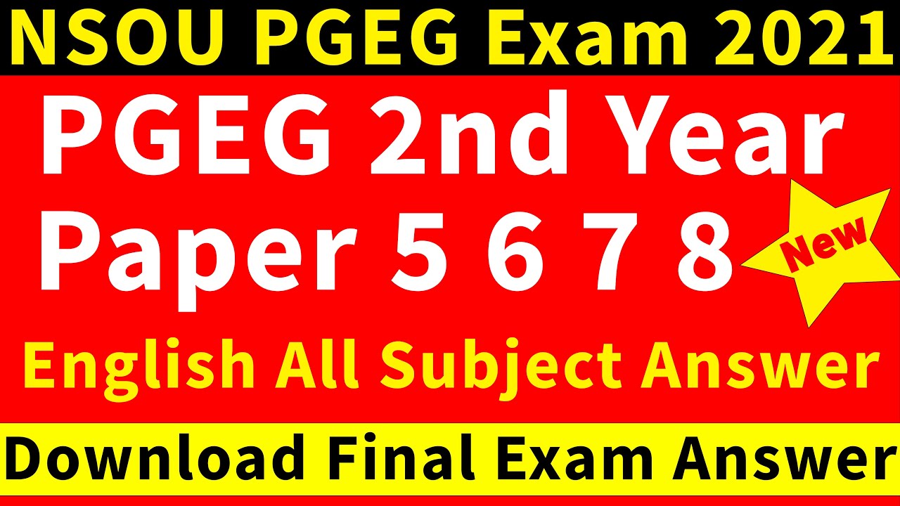 NSOU PGEG English Final Exam 2021 Answer | NSOU PG Exam 2021 | PGEG Paper 5 6 7 8 #NSOU
