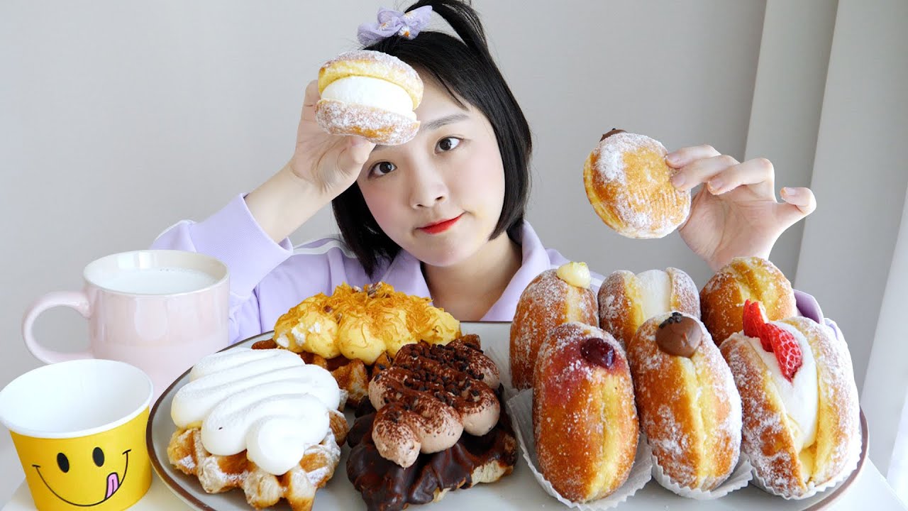 노티드 도넛 먹방 _ 내가 제일 사랑하는 인생도넛! 🍩💜 + 크로플 :D