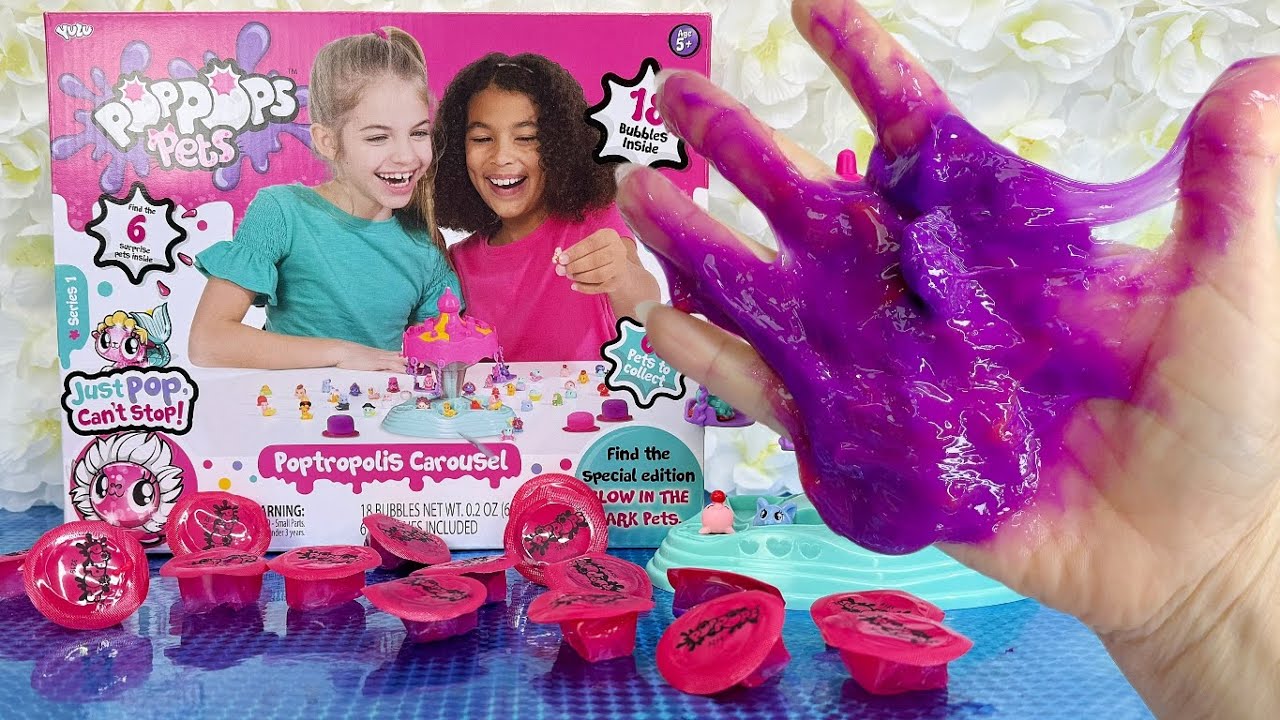 ASMR 10 Minutes PopPops Pets Poptropolis Carousel Oddly Satisfying Unboxing Toy Set