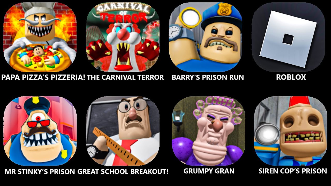 ROBLOX: Escape Papa Pizza's Pizzeria! (SCARY OBBY).THE CARNIVAL OF TERROR.BARRY'S PRISON RUN (OBBY)