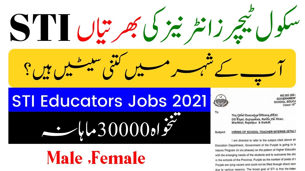 sti jobs 2021 advertisement - sti jobs 2021 punjab &ndash; school teacher internee jobs 2021-educators job