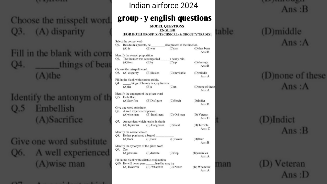 #airforce #indianairforce  # Questions for Agniveer Airforce y group English