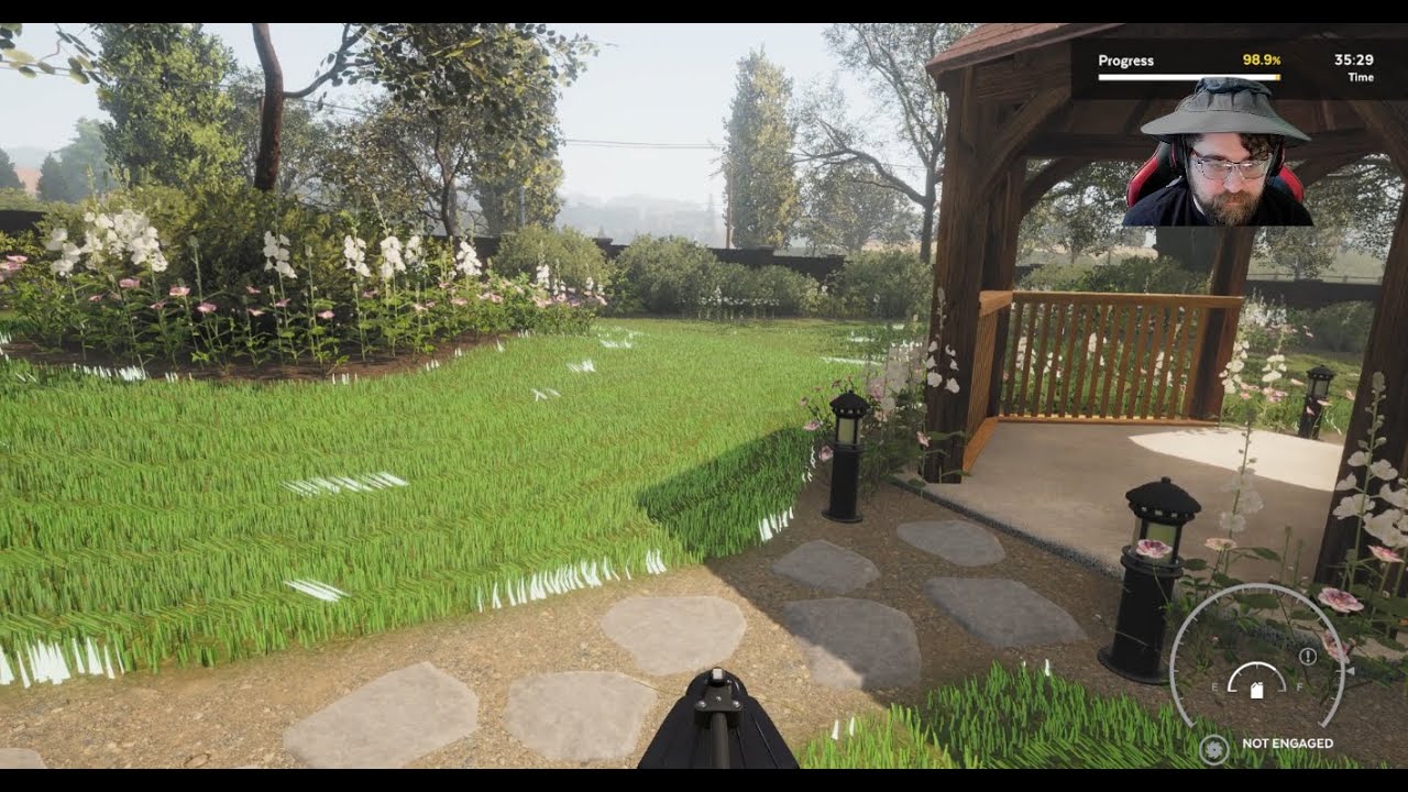 Veteran Tries Lawn Mowing Simulator Ep 2 (98%)!!!
