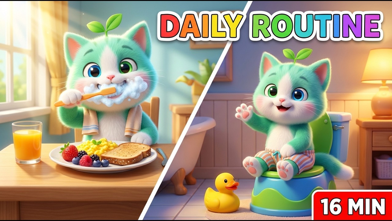 16 Min Best Daily Routine Songs for Kids 🌞🛁 Healthy Habits | Brush Teeth, Eat, Play & Potty