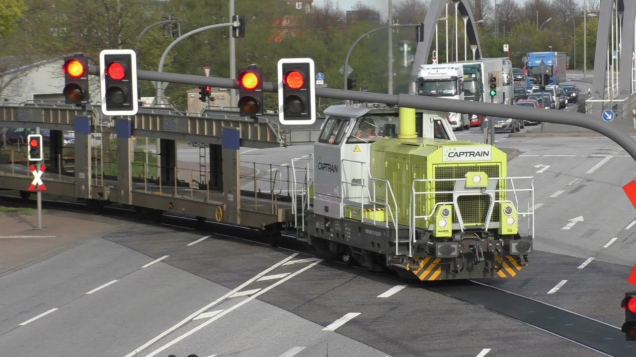 Captrain Switcher with Autorack Train at Hamburg Port