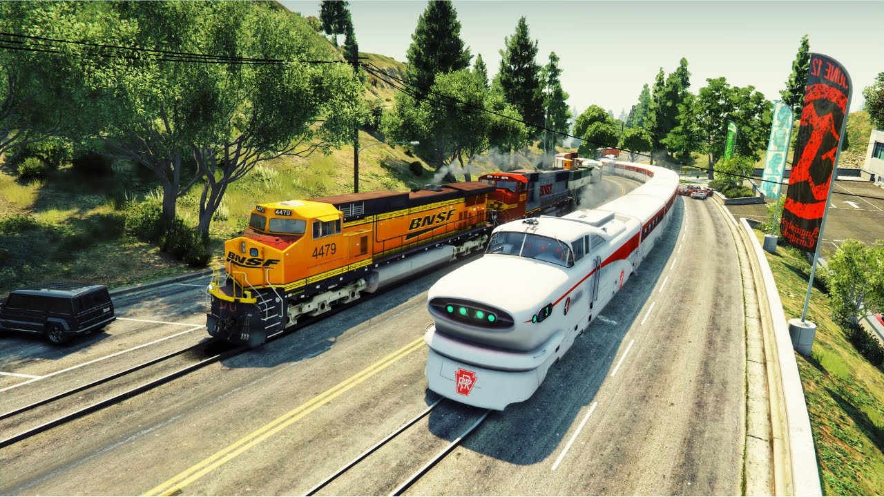 Aerotrain Encountering Different Trains | Two Trains Two Tracks | GTA V