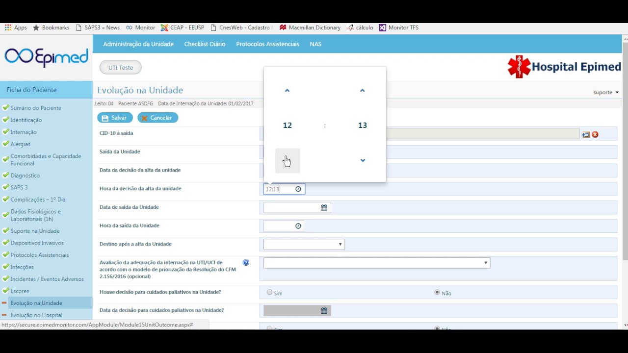 Preenchimento Completo do Sistema Epimed Monitor - Parte 3/3