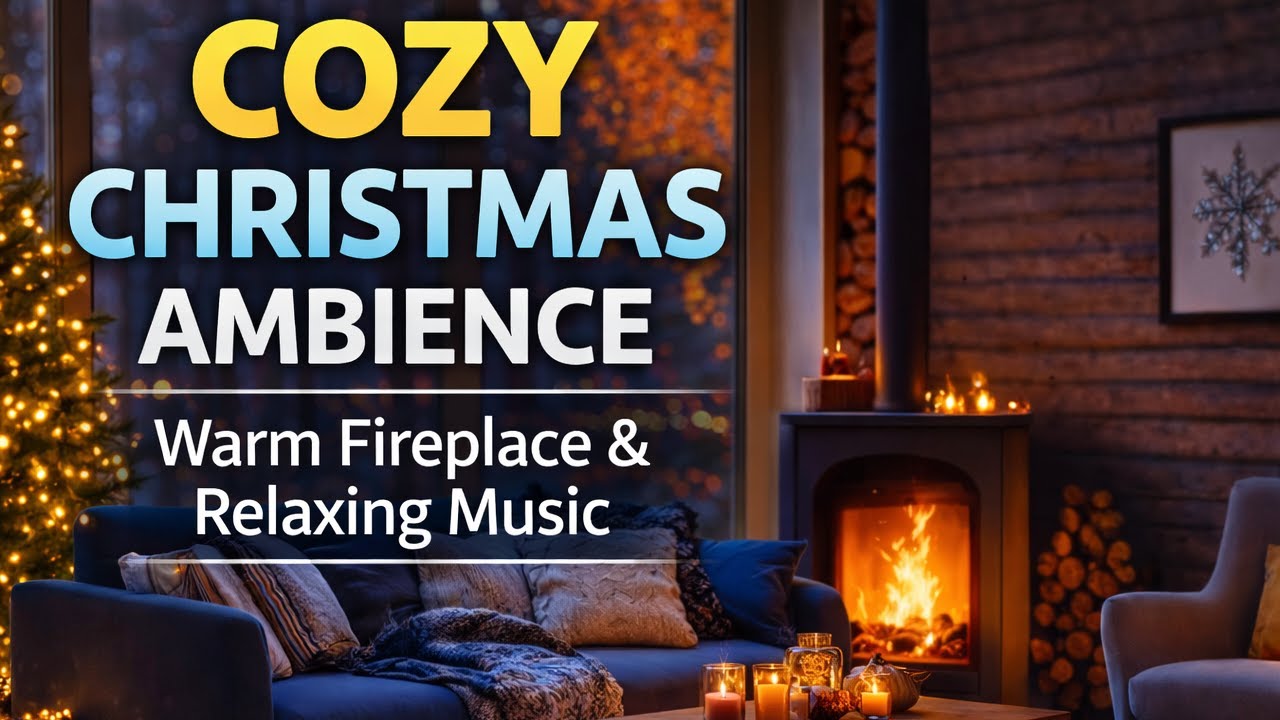 Cozy Fireplace at Midnight ❄️🔥 Soft Piano & Snow Ambience for Deep Sleep (3 Hours)