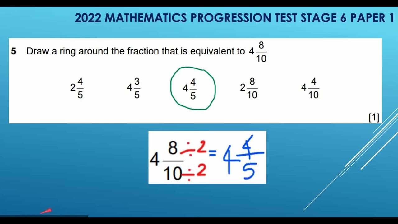 2022 stage 6-p1-mathematic progression test-questions-with answer explained primary past papers-easy