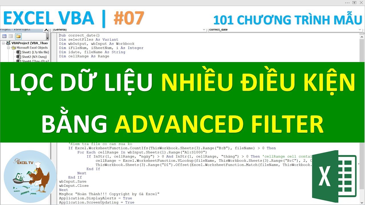 VBA Excel | #7 Lọc dữ liệu nhiều điều kiện trong Excel bằng Advanced Filter