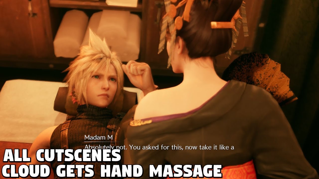 Final Fantasy 7 REMAKE - Cloud gets Hand Massage ALL CUTSCENES