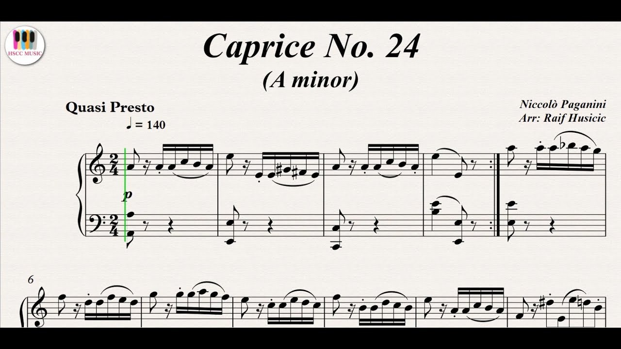 Caprice No. 24 in A minor - Niccolò Paganini, Piano