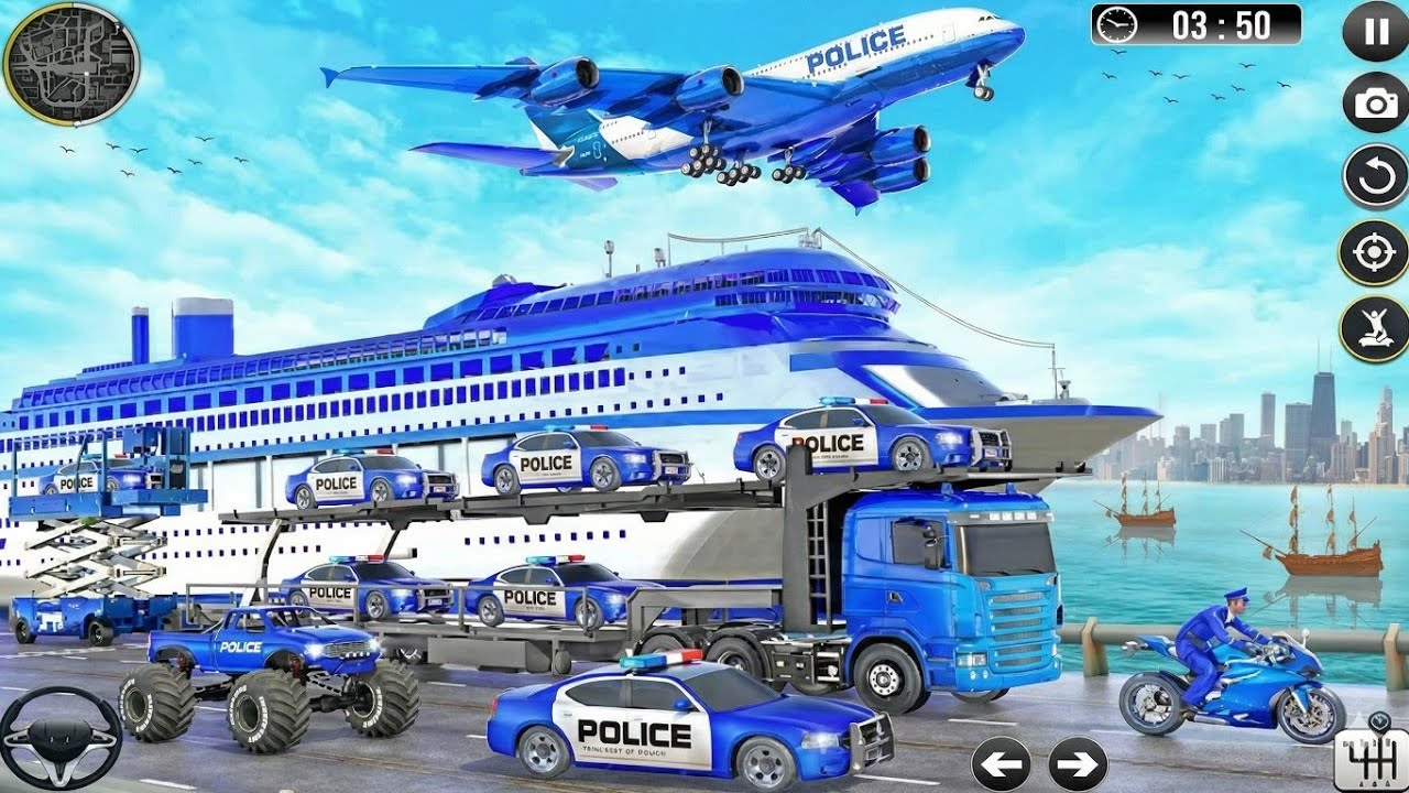US Police Vehicle Transporter 3D 2026 - Police Vehicle Transport Drive 