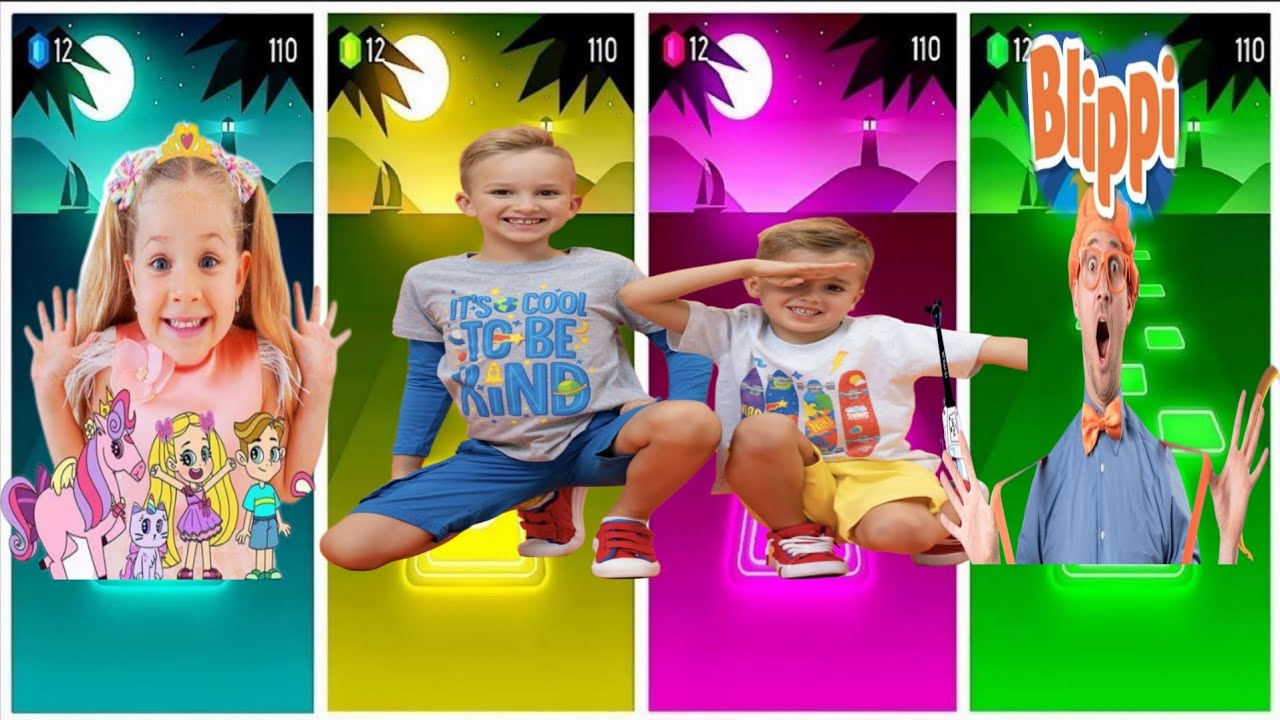 Tiles Hop - Diana 🆚 Vlad 🆚 Niki 🆚 Blippi 🎶 Tiles Hop EDM Rush