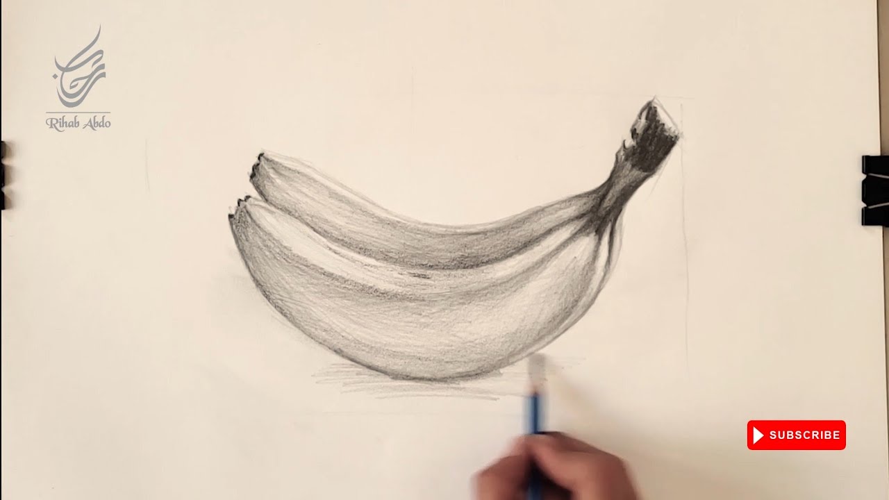 تعلم رسم فواكه الطبيعة الصامتة بالقلم الرصاص ( رسم الموز)
