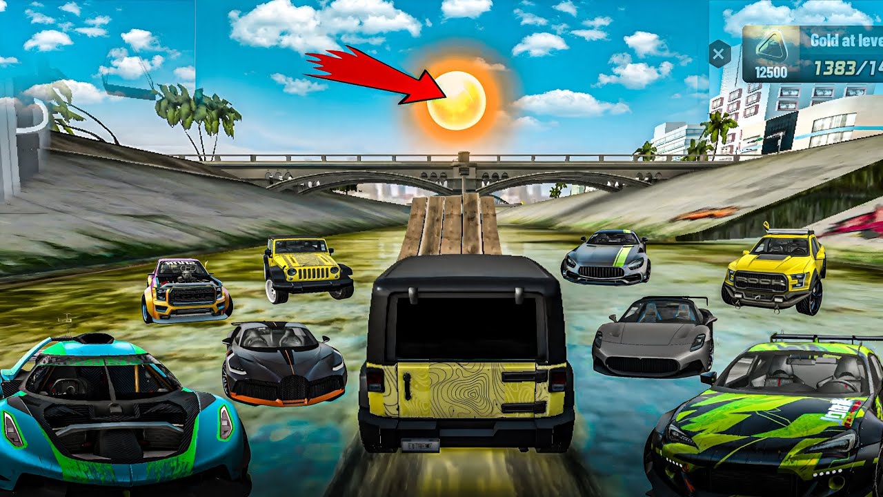 All Car Stunts Through Biggest Bridge // Extreme Car Driving Simulator // Cars Gameplay