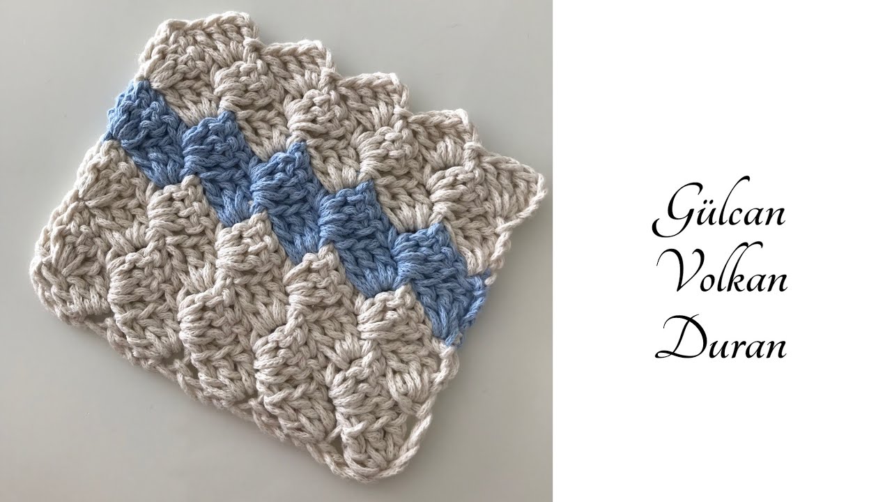 Tığ İşi Örgü Su taşı Battaniye Modeli / Slanted Shell Stitch