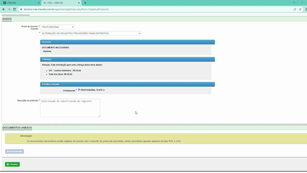 Tutorial registro provisório para registro definitivo