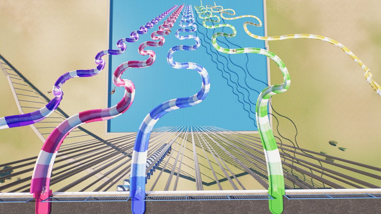 Small vs Huge Section Of Snake Down Water Slide - Planet Coaster 2