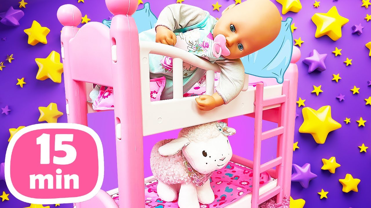 Baby Annabell doll and Baby Alive doll unbox and assemble new toy furniture for baby dolls.